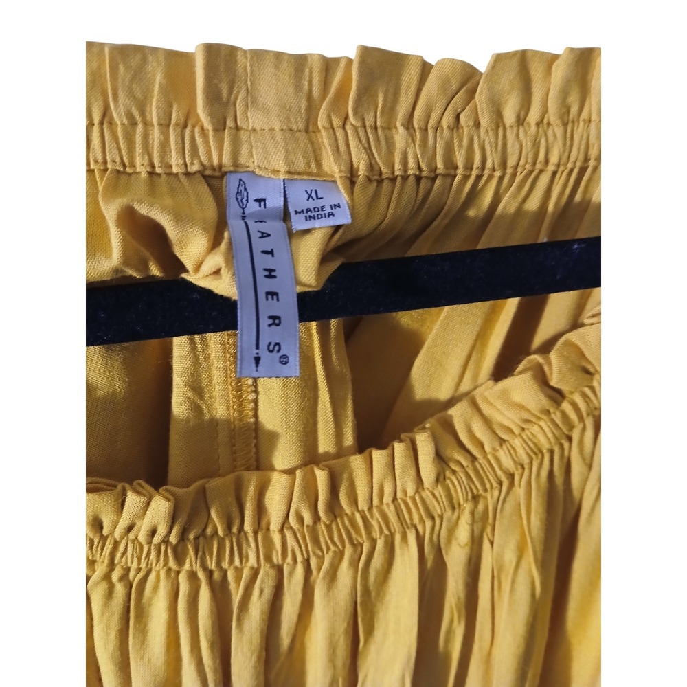 Feathers Mustard Yellow Floral Embroidered Bell Sleeve Off Shoulder Blouse XL - Picture 6 of 10
